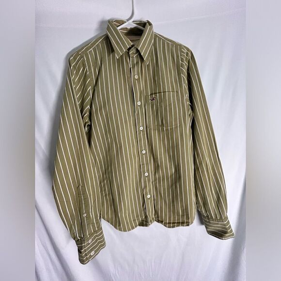Hollister Co. Men's Green and White Shirt size small - Picture 1 of 10
